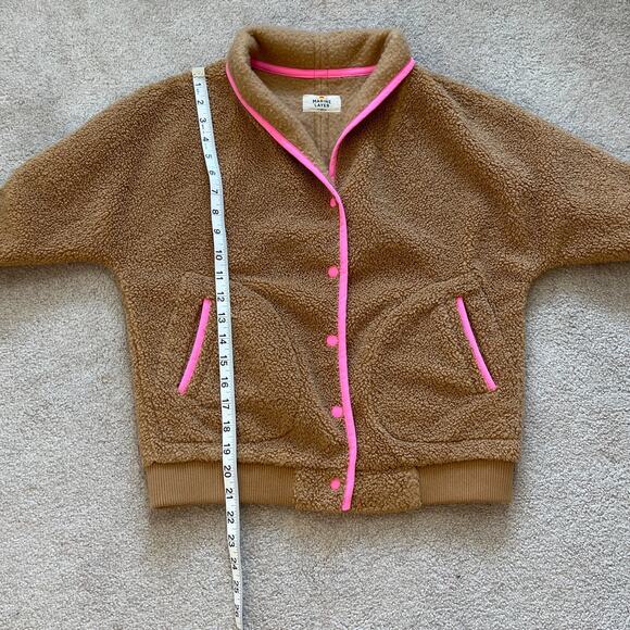 Marine Layer Sierra Sherpa Jacket Snap Front Size XS Camel Pink Bomber Teddy - Picture 6 of 6